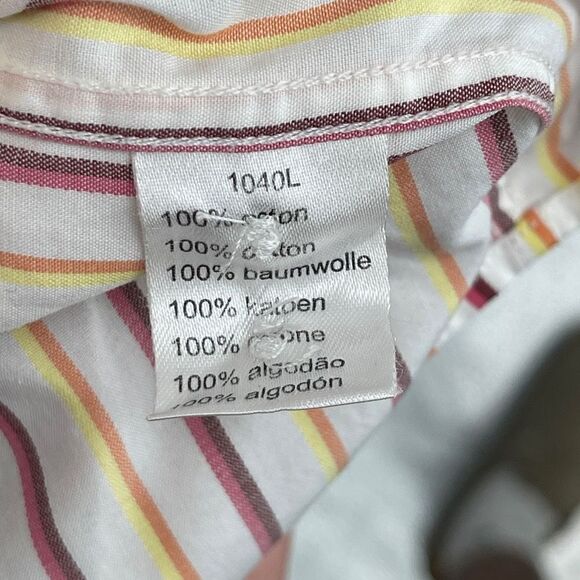 Lacoste Long Sleeve Striped Yellow Red White Collared Button-Up Shirt Size 42 - Picture 4 of 5